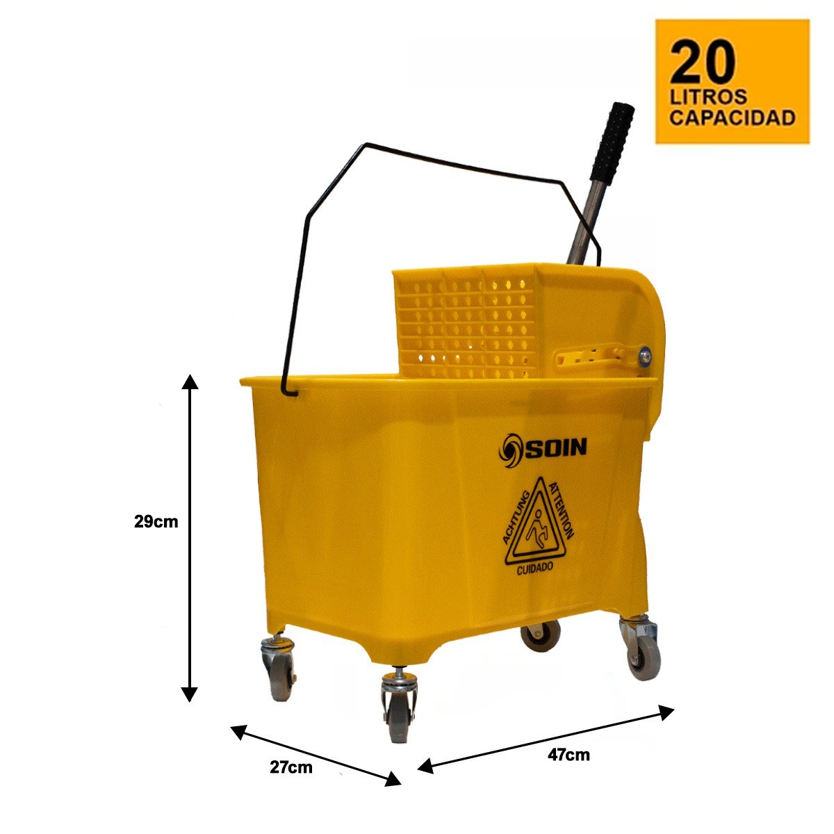 Carro Balde con Estrujador Amarillo 20 L - Imagen 2