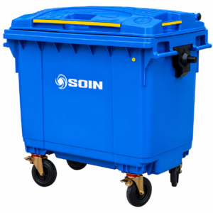 Contenedor de Basura 660 L Azul, 4 Ruedas