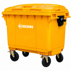 Contenedor de Basura 660 L Amarillo, 4 Ruedas