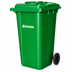 Contenedor de basura 120 L verde, con ruedas