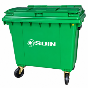 Contenedor de Basura 1.100 L Verde, 4 Ruedas