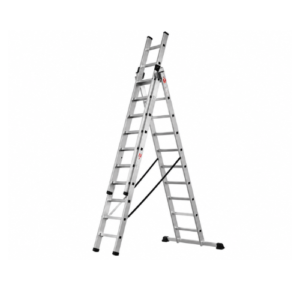 Escalera de Tijera con Extensión de Aluminio 5,52 m, 3 x 12 Peldaños, 150 kg