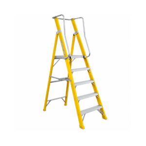 Escalera de Plataforma con Baranda de Fibra de Vidrio, 5 Peldaños, 150 kg