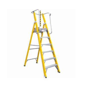 Escalera de Plataforma con Baranda de Fibra de Vidrio, 6 Peldaños, 150 kg