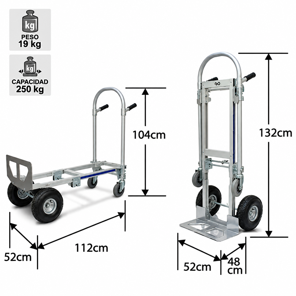 Carro de Aluminio Dual 250 kg (yegua y carro), Compacto - Imagen 2